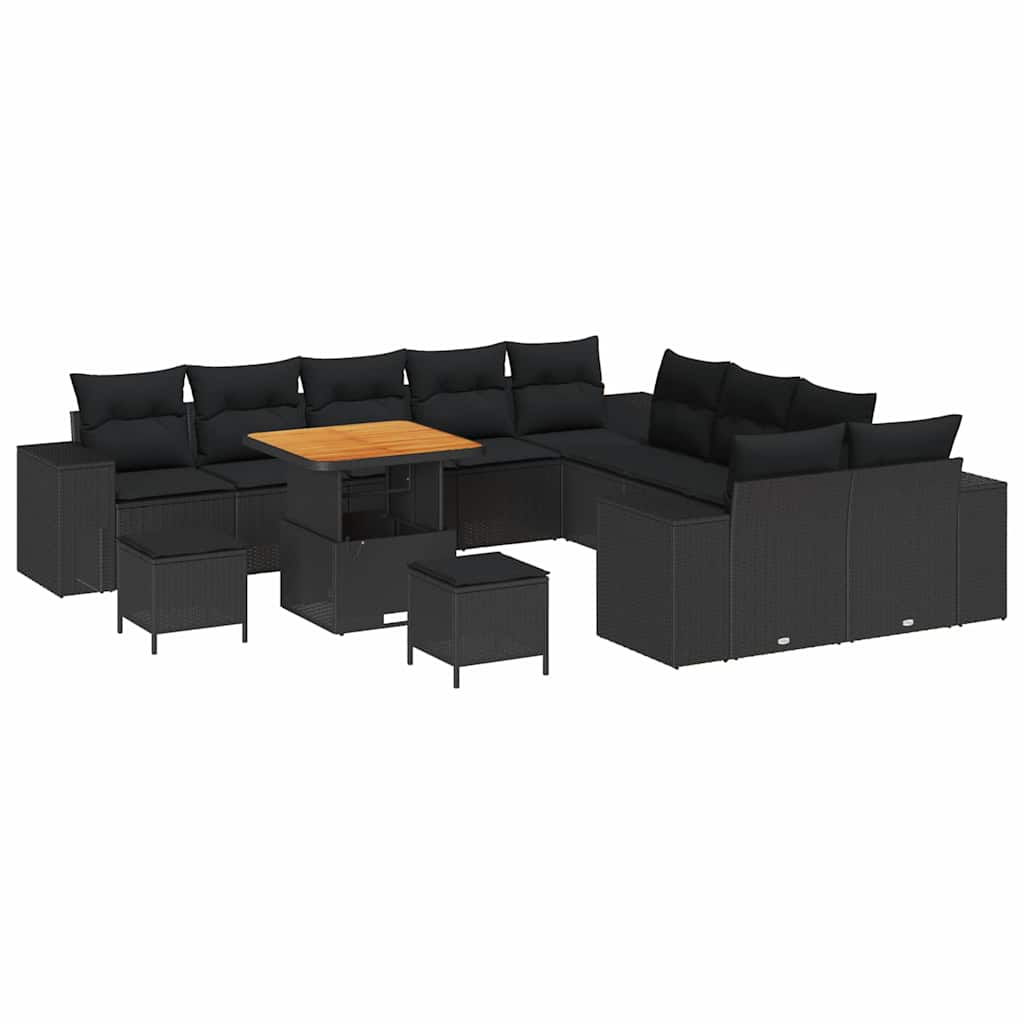 Conjunto de Sofá de Jardim 13 pcs Preto vime PE
