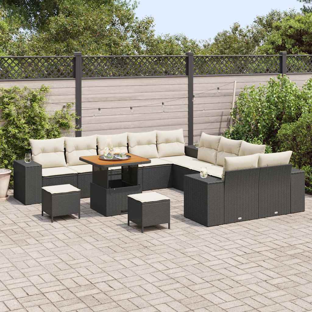 Conjunto de Sofá de Jardim 13 pcs Preto vime PE