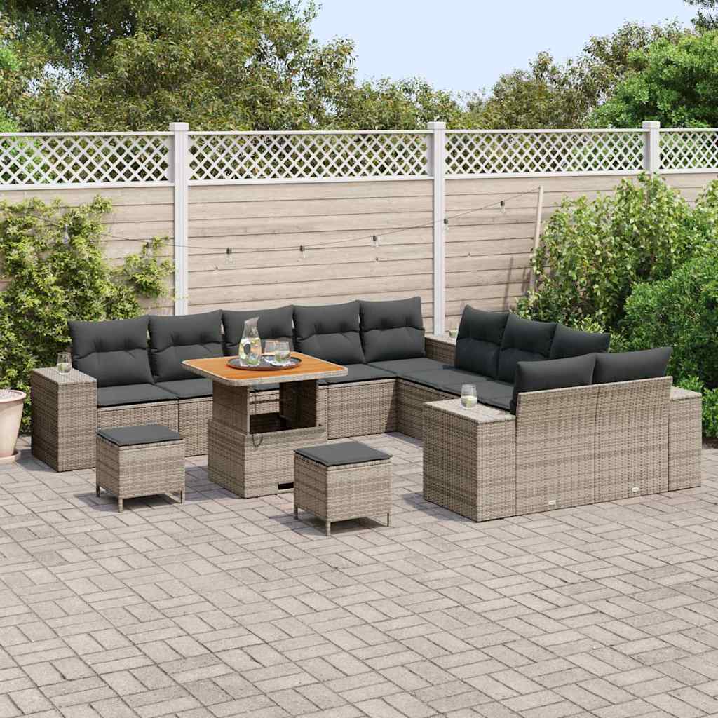 Conjunto de Sofá de Jardim 13 pcs Cinzeto vime PE