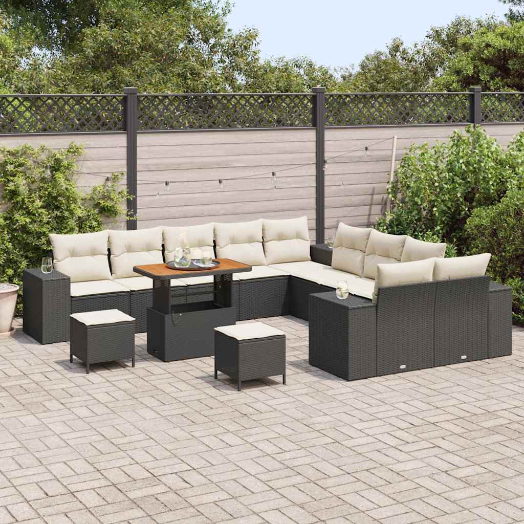 Conjunto de Sofá de Jardim 13 pcs Preto vime PE