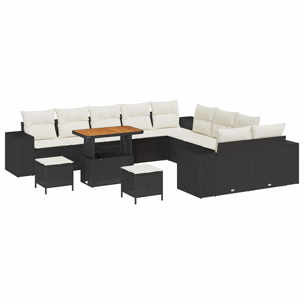 Conjunto de Sofá de Jardim 13 pcs Preto vime PE
