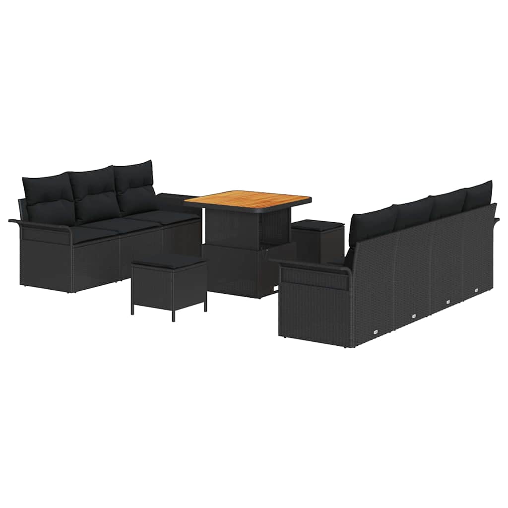 Conjunto de Sofá de Jardim 10 pcs Preto vime PE
