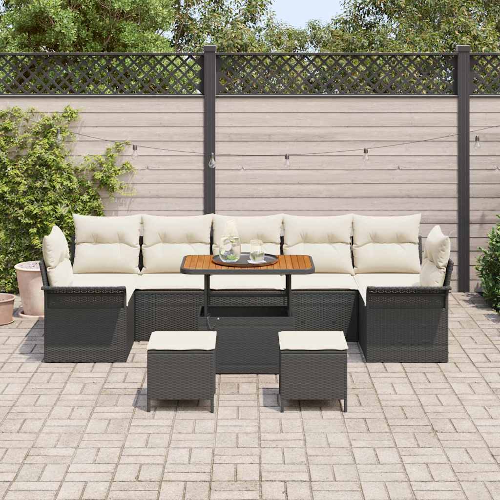 Conjunto de Sofá de Jardim 10 pcs Preto vime PE