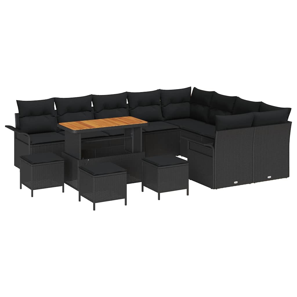 Conjunto de Sofá de Jardim 13 pcs Preto vime PE
