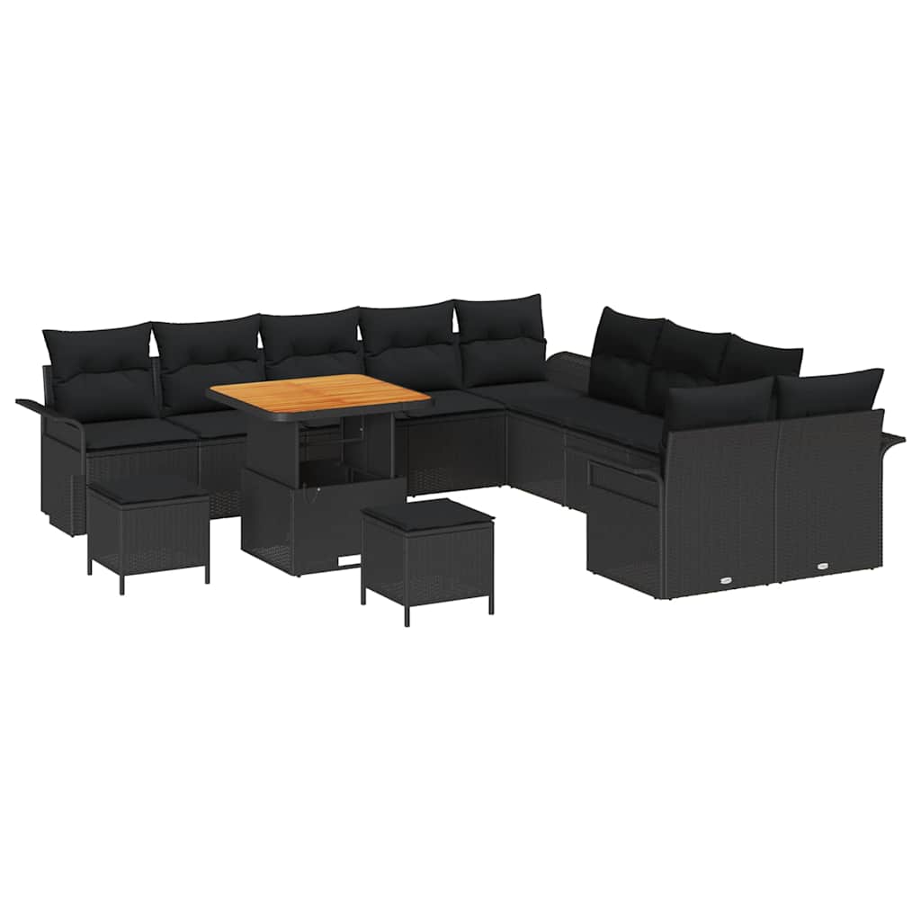Conjunto de Sofá de Jardim 13 pcs Preto vime PE
