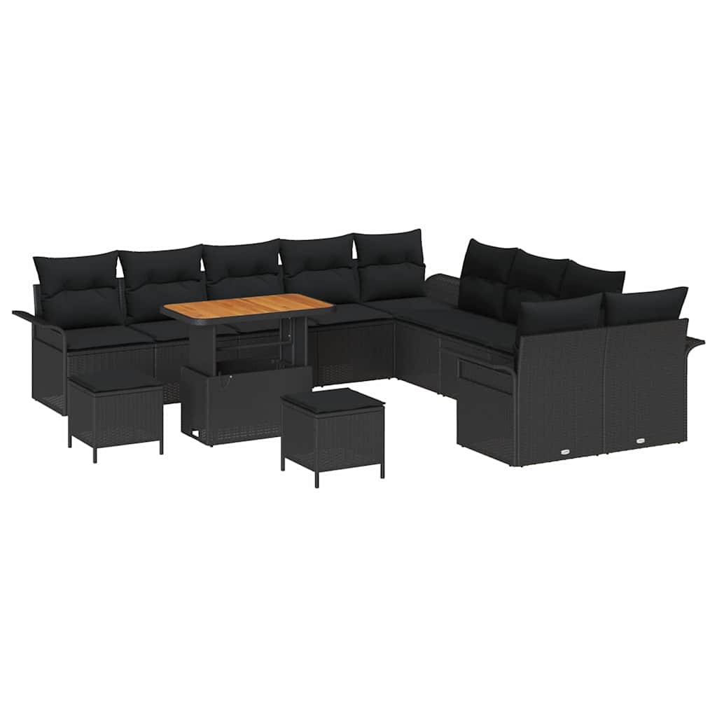 Conjunto de Sofá de Jardim 13 pcs Preto vime PE