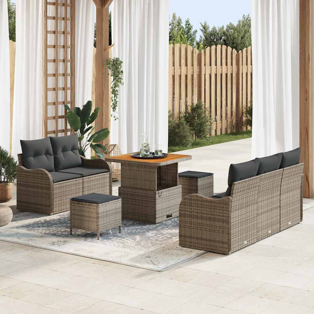 Conjunto de Sofá de Jardim 8 pcs Cinzeto vime PE