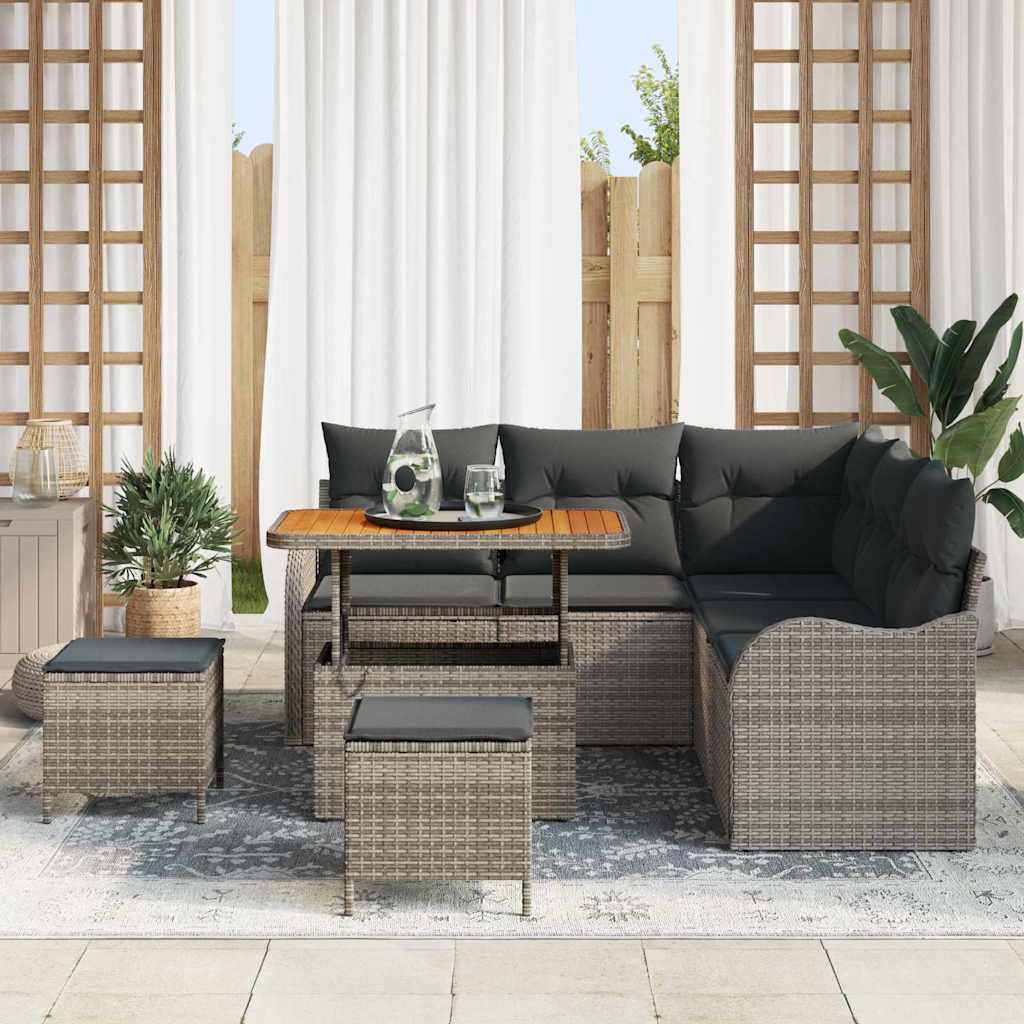 Conjunto de Sofá de Jardim 8 pcs Cinzeto vime PE