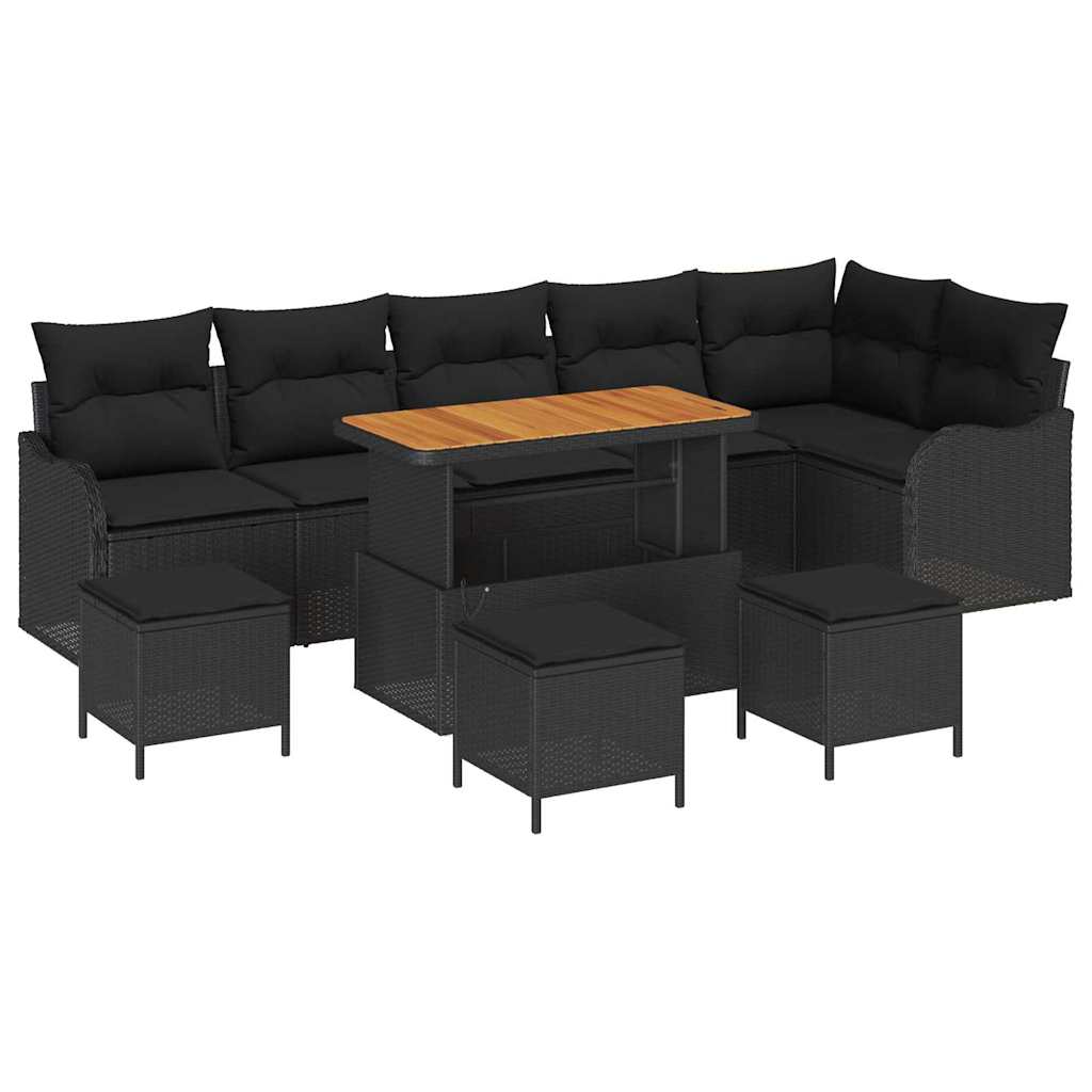 Conjunto de Sofá de Jardim 10 pcs Preto vime PE