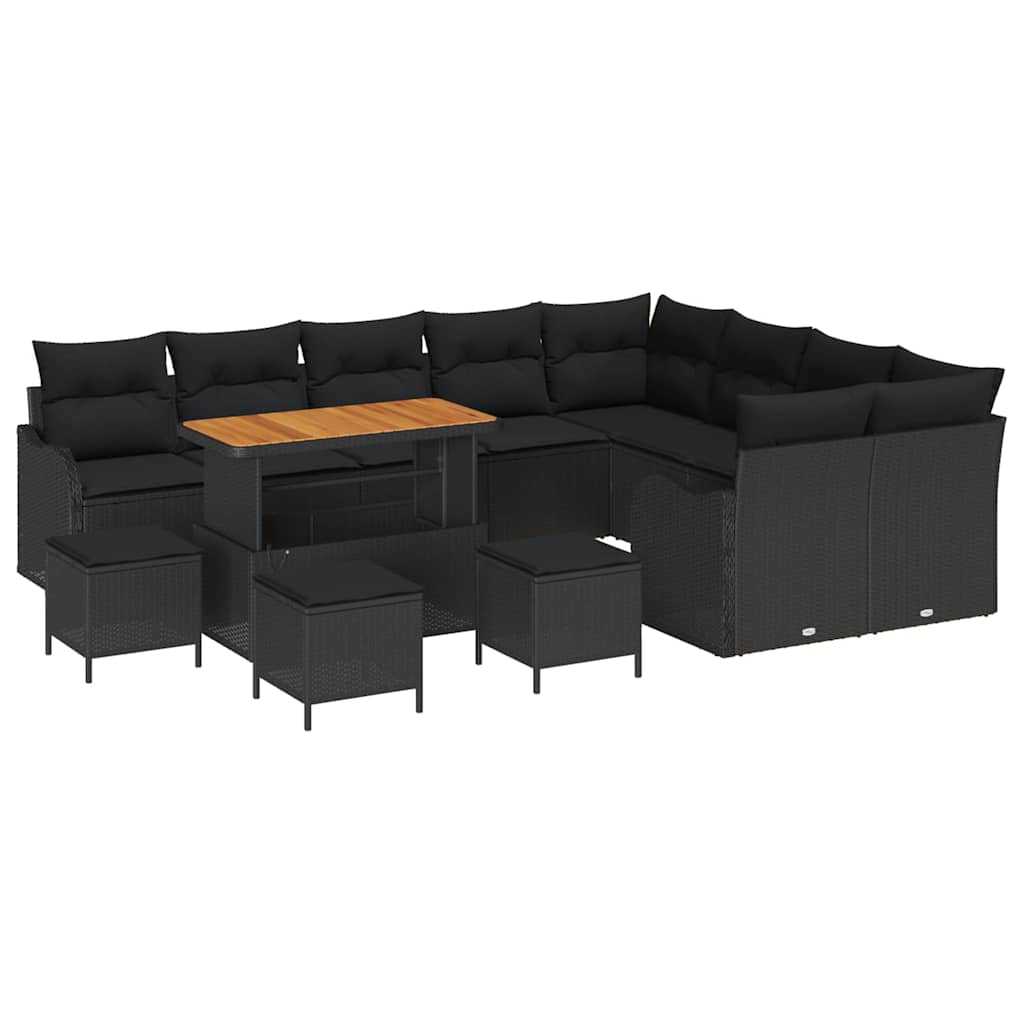 Conjunto de Sofá de Jardim 13 pcs Preto vime PE