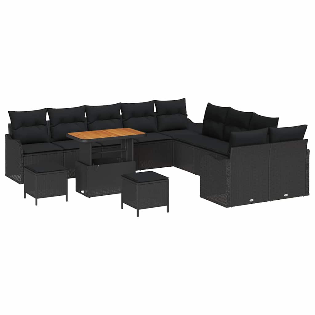 Conjunto de Sofá de Jardim 13 pcs Preto vime PE