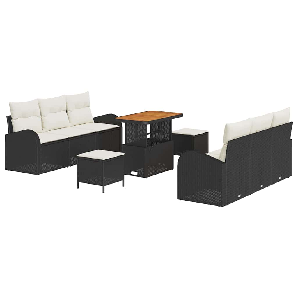 Conjunto de Sofá de Jardim 9 pcs Preto Rattan Sintético