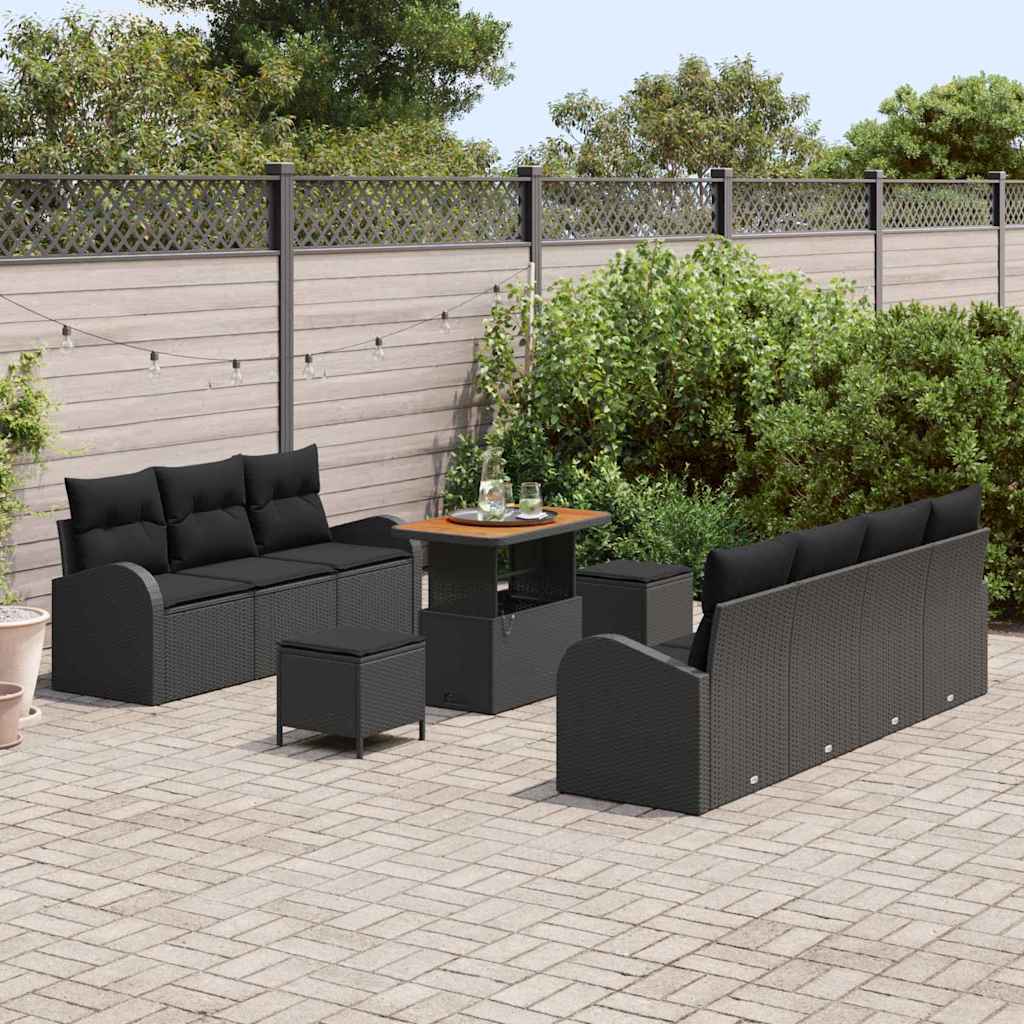 Conjunto de Sofá de Jardim 10 pcs Preto Rattan Sintético