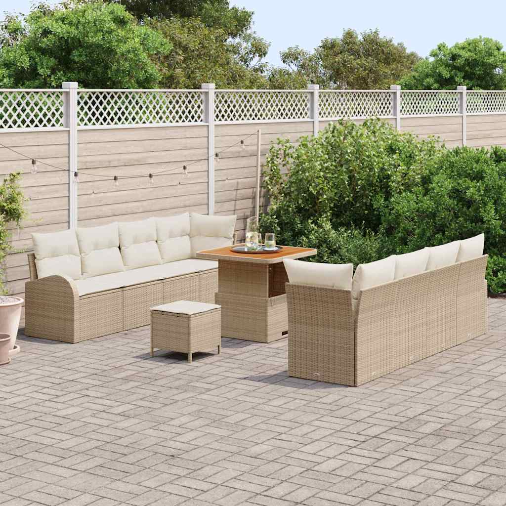 Conjunto de Sofá de Jardim 11 pcs Bege Rattan Sintético