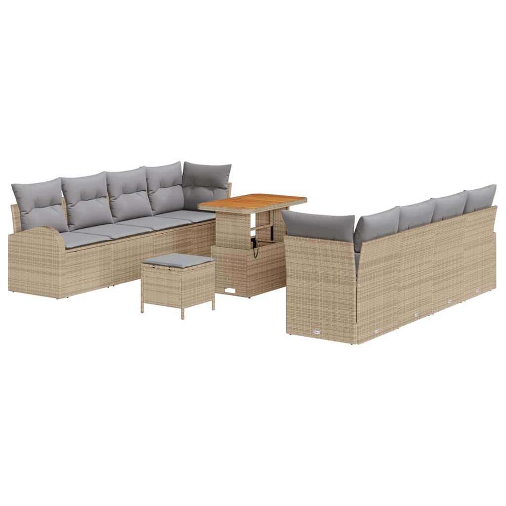 Conjunto de Sofá de Jardim 11 pcs Bege Rattan Sintético