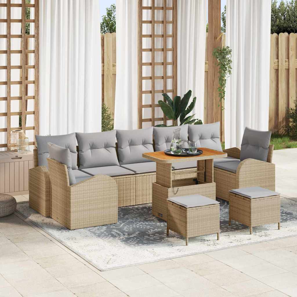 Conjunto de Sofá de Jardim 10 pcs Bege Rattan Sintético