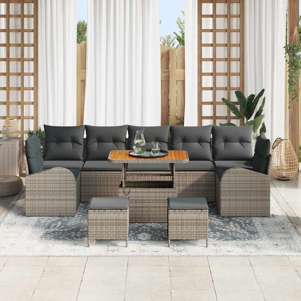 Conjunto de Sofá de Jardim 10 pcs Cinzeto Rattan Sintético