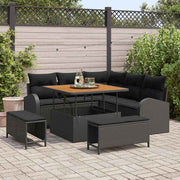 Conjunto de Sofá de Jardim 8 pcs Preto Rattan Sintético