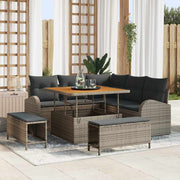 Conjunto de Sofá de Jardim 8 pcs Cinzeto Rattan Sintético