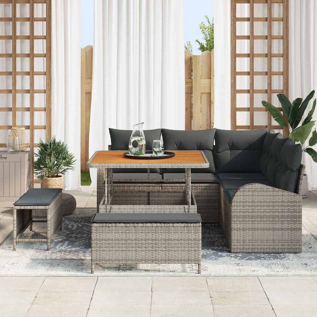 Conjunto de Sofá de Jardim 8 pcs Cinzeto Rattan Sintético