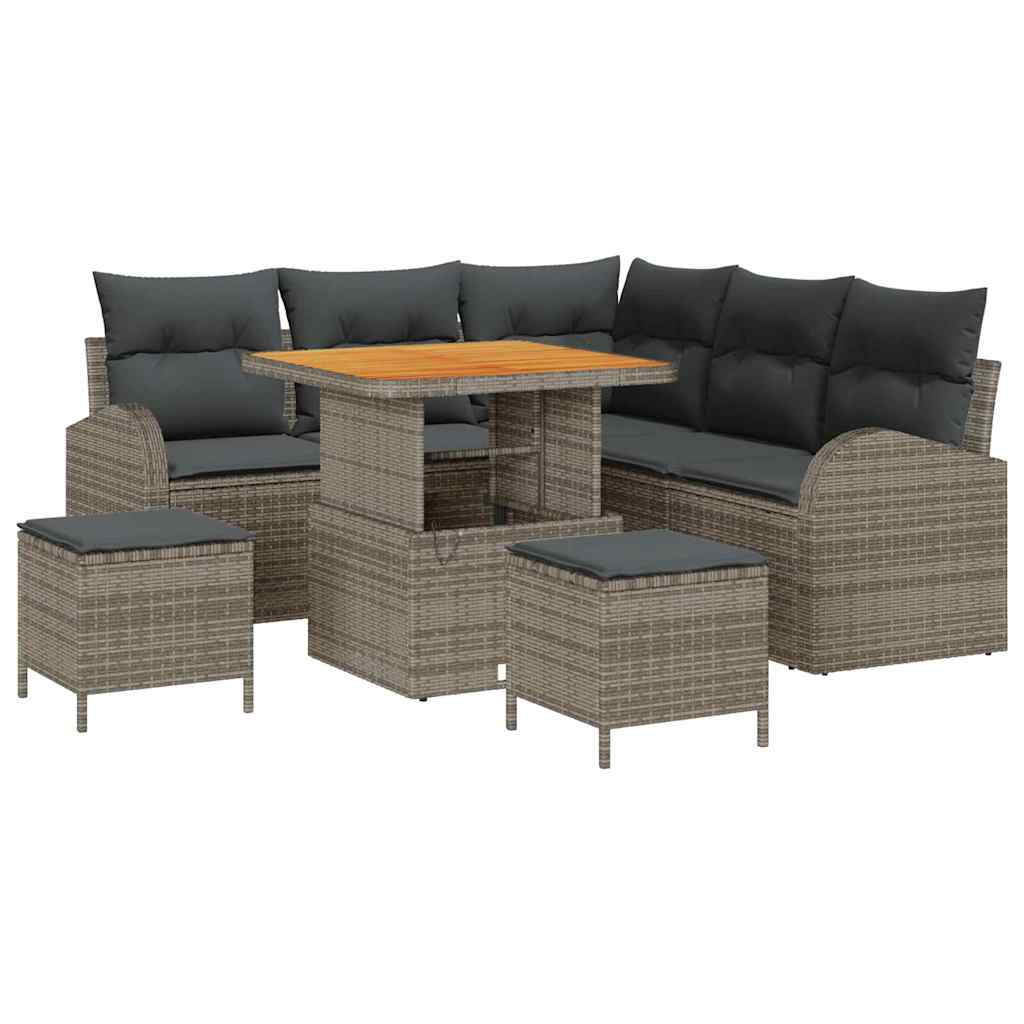 Conjunto de Sofá de Jardim 8 pcs Cinzeto Rattan Sintético