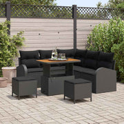 Conjunto de Sofá de Jardim 8 pcs Preto Rattan Sintético