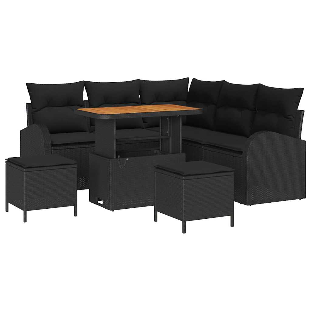 Conjunto de Sofá de Jardim 8 pcs Preto Rattan Sintético