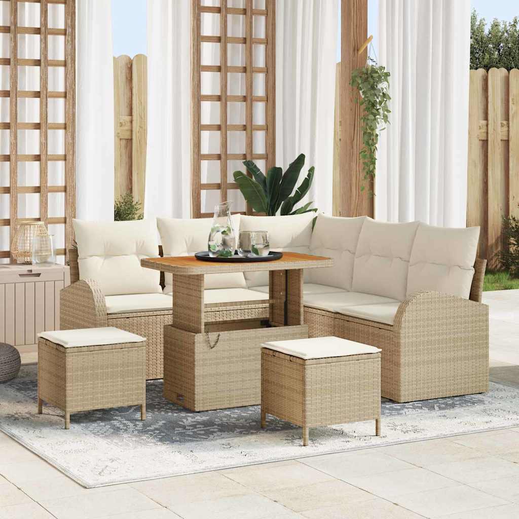 Conjunto de Sofá de Jardim 8 pcs Bege Rattan Sintético