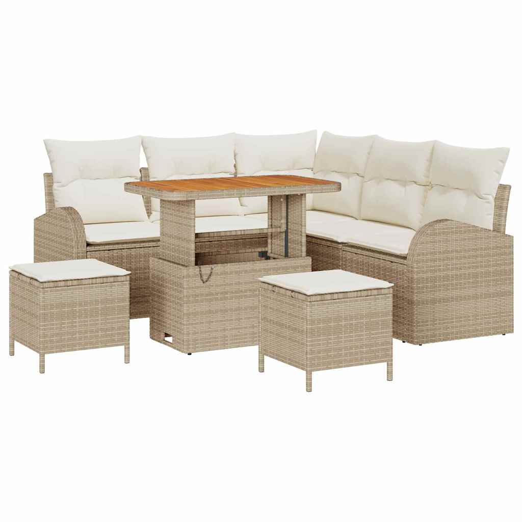 Conjunto de Sofá de Jardim 8 pcs Bege Rattan Sintético
