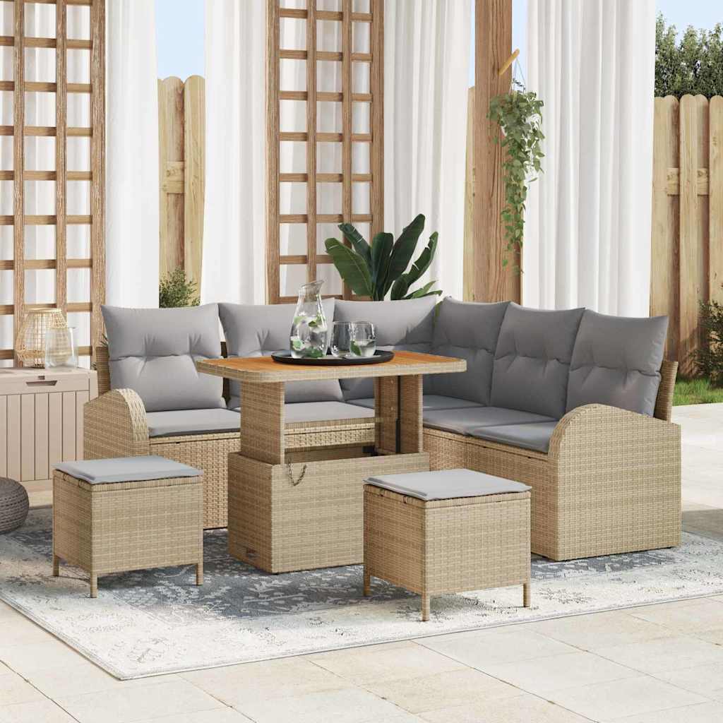 Conjunto de Sofá de Jardim 8 pcs Bege Rattan Sintético