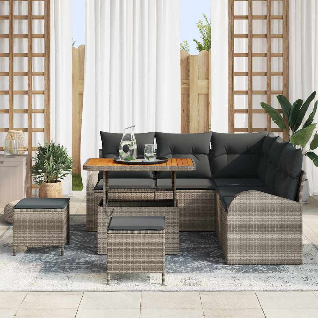 Conjunto de Sofá de Jardim 8 pcs Cinzeto Rattan Sintético