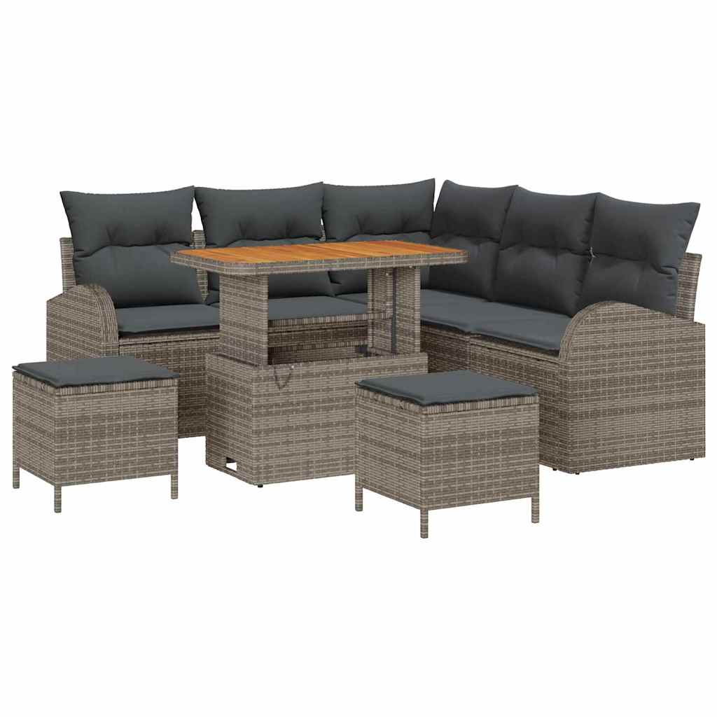 Conjunto de Sofá de Jardim 8 pcs Cinzeto Rattan Sintético