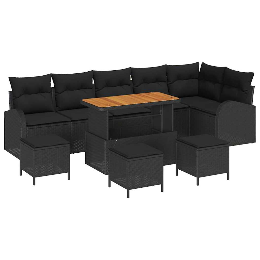 Conjunto de Sofá de Jardim 10 pcs Preto Rattan Sintético