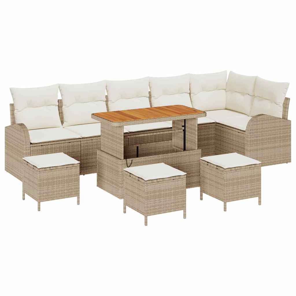 Conjunto de Sofá de Jardim 10 pcs Bege Rattan Sintético