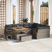 Conjunto de Sofá de Jardim 12 pcs Cinzeto Rattan Sintético