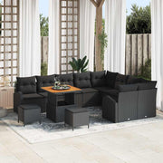 Conjunto de Sofá de Jardim 12 pcs Preto Rattan Sintético