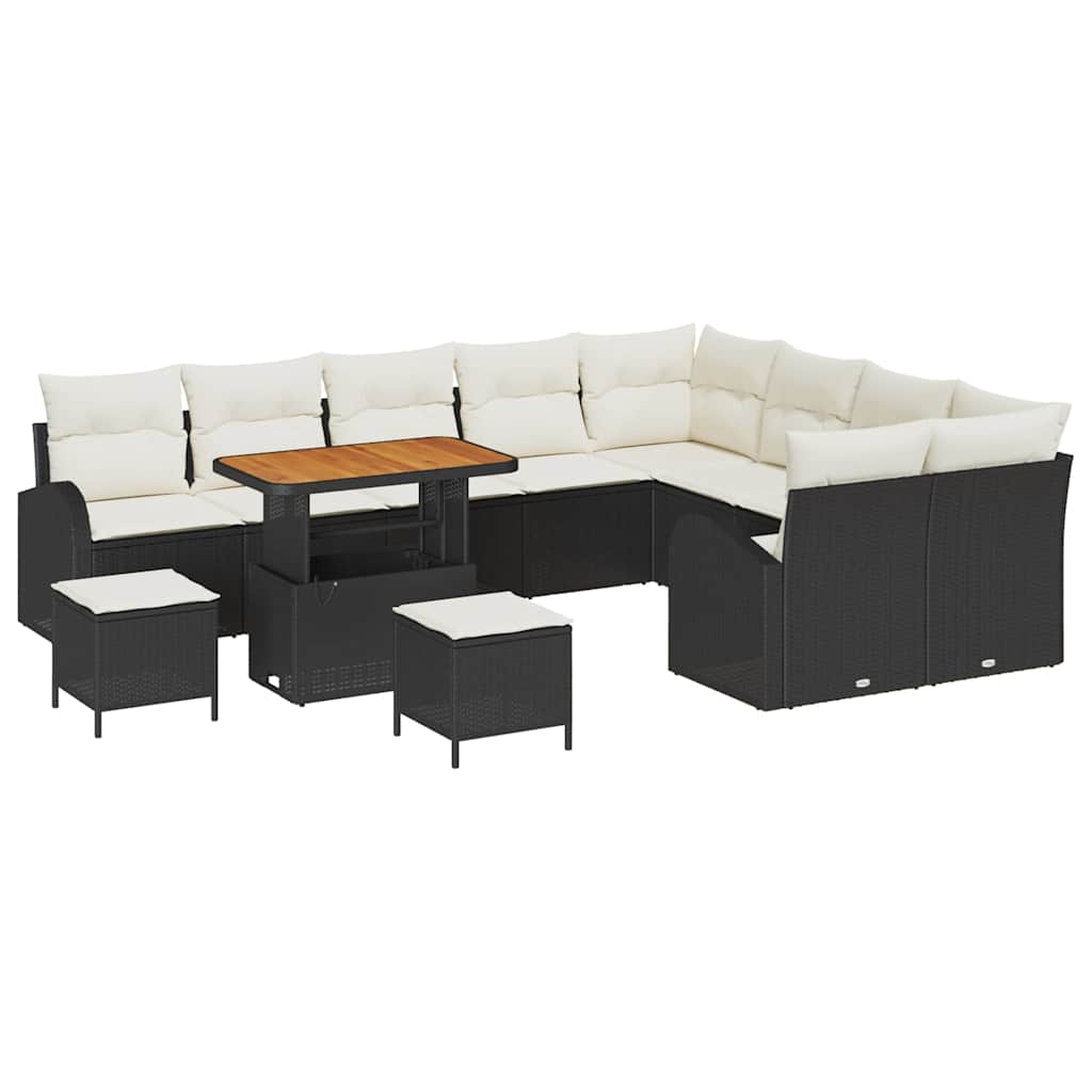 Conjunto de Sofá de Jardim 12 pcs Preto Rattan Sintético