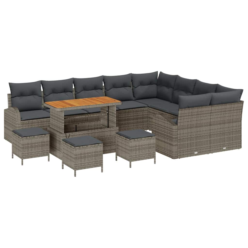 Conjunto de Sofá de Jardim 13 pcs Cinzeto Rattan Sintético