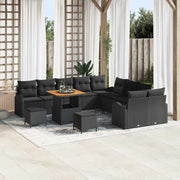 Conjunto de Sofá de Jardim 13 pcs Preto Rattan Sintético