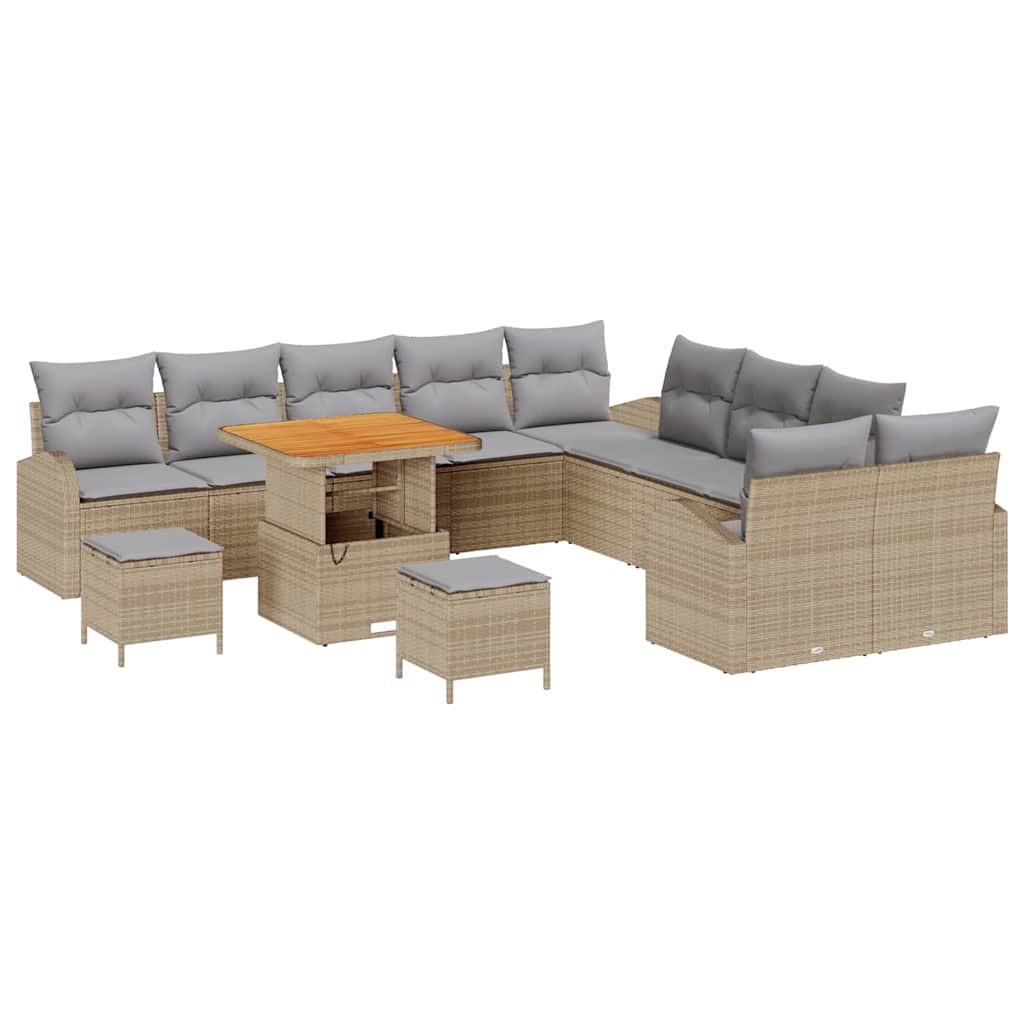 Conjunto de Sofá de Jardim 13 pcs Bege Rattan Sintético