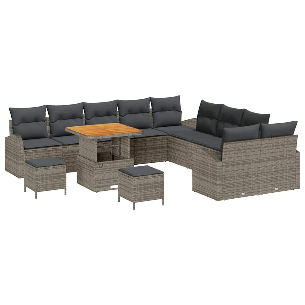 Conjunto de Sofá de Jardim 13 pcs Cinzeto Rattan Sintético