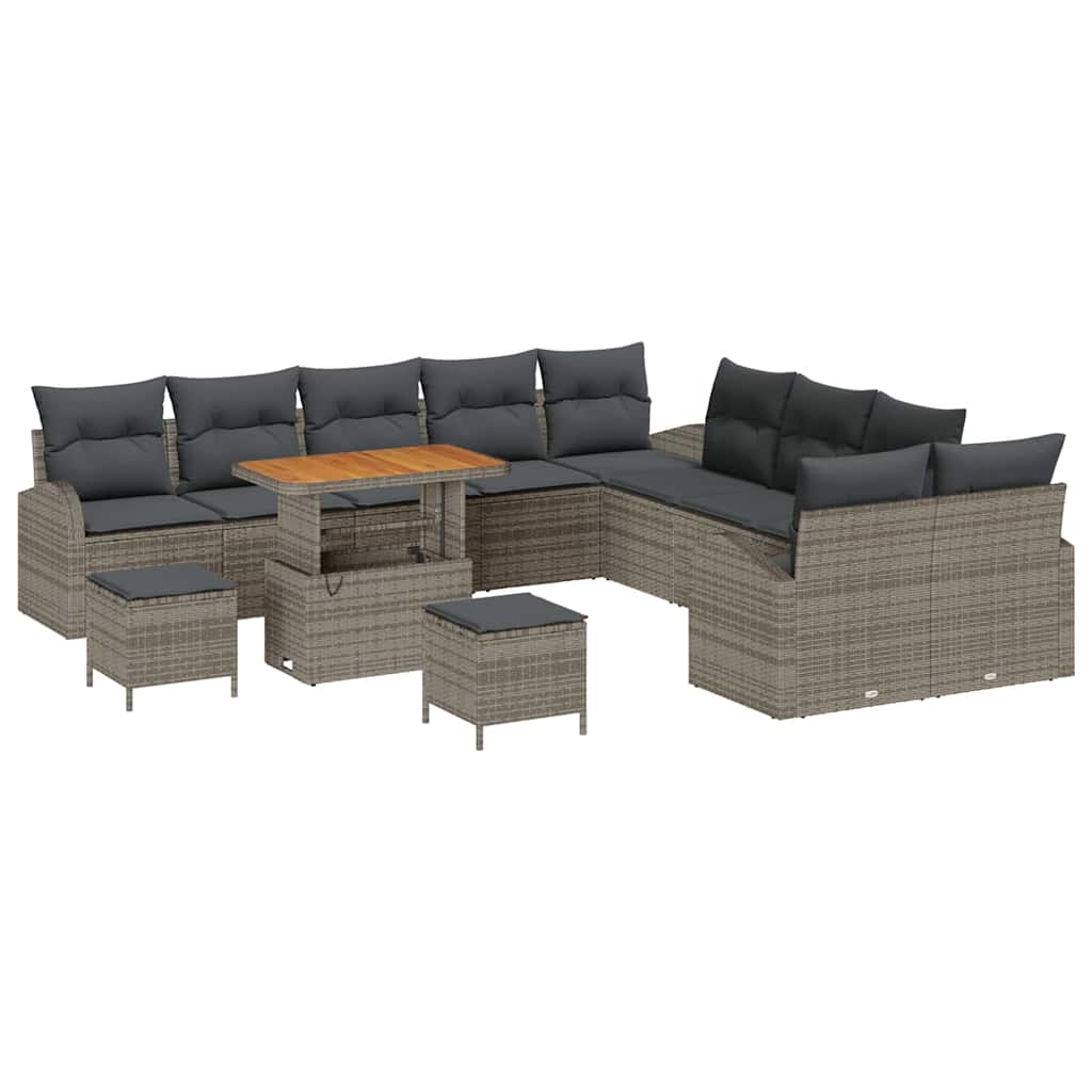 Conjunto de Sofá de Jardim 13 pcs Cinzeto Rattan Sintético