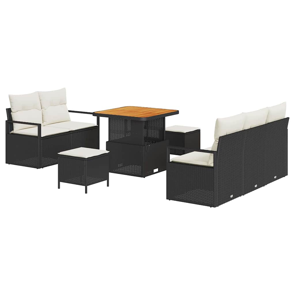 Conjunto de Sofá de Jardim 8 pcs Preto Rattan Sintético