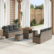 Conjunto de Sofá de Jardim 9 pcs Cinzeto Rattan Sintético