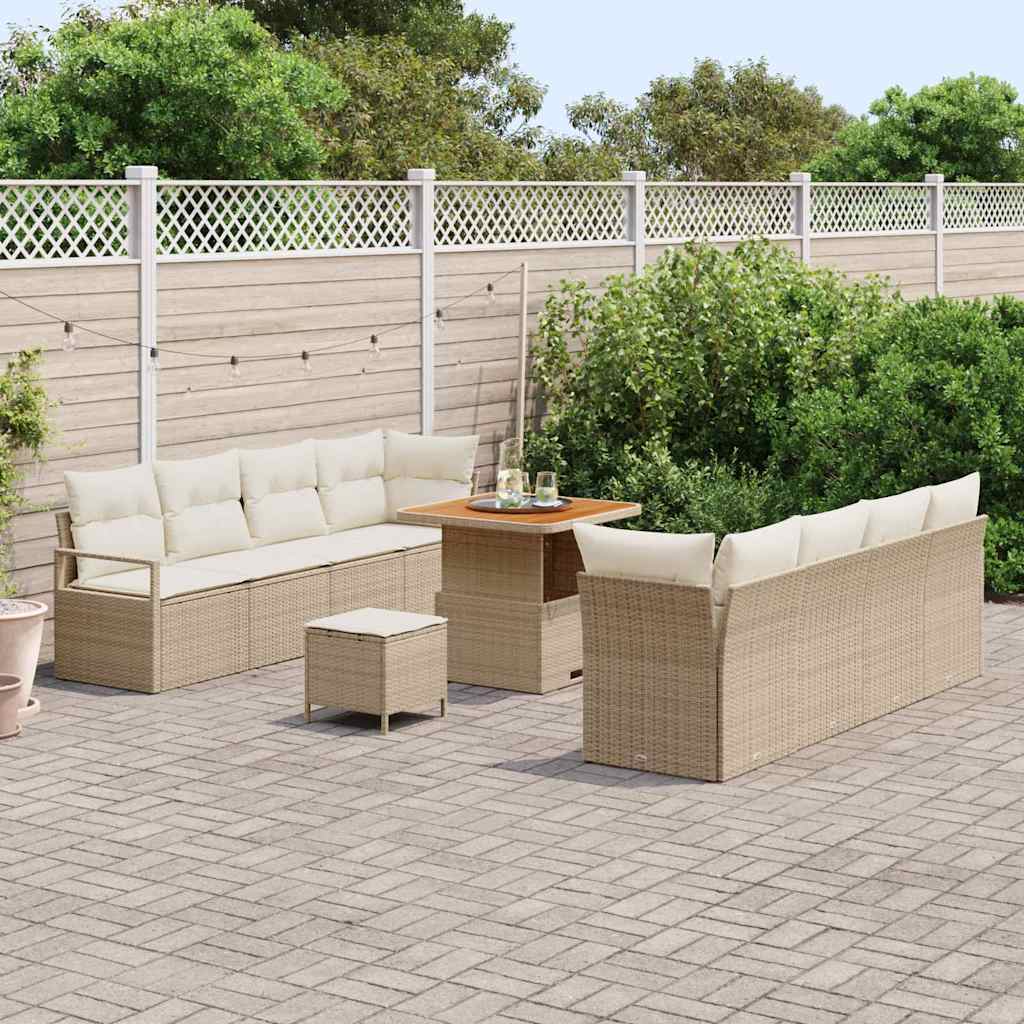 Conjunto de Sofá de Jardim 11 pcs Bege Rattan Sintético