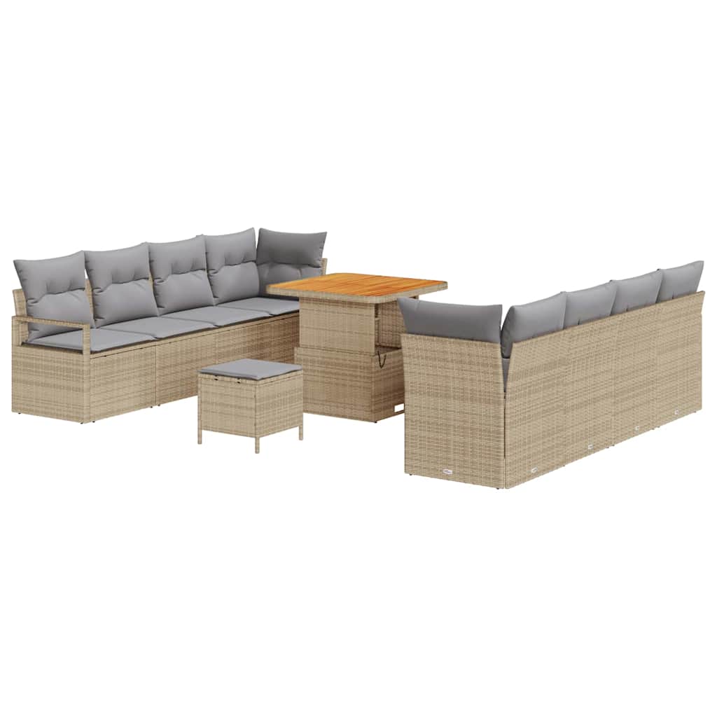 Conjunto de Sofá de Jardim 11 pcs Bege Rattan Sintético