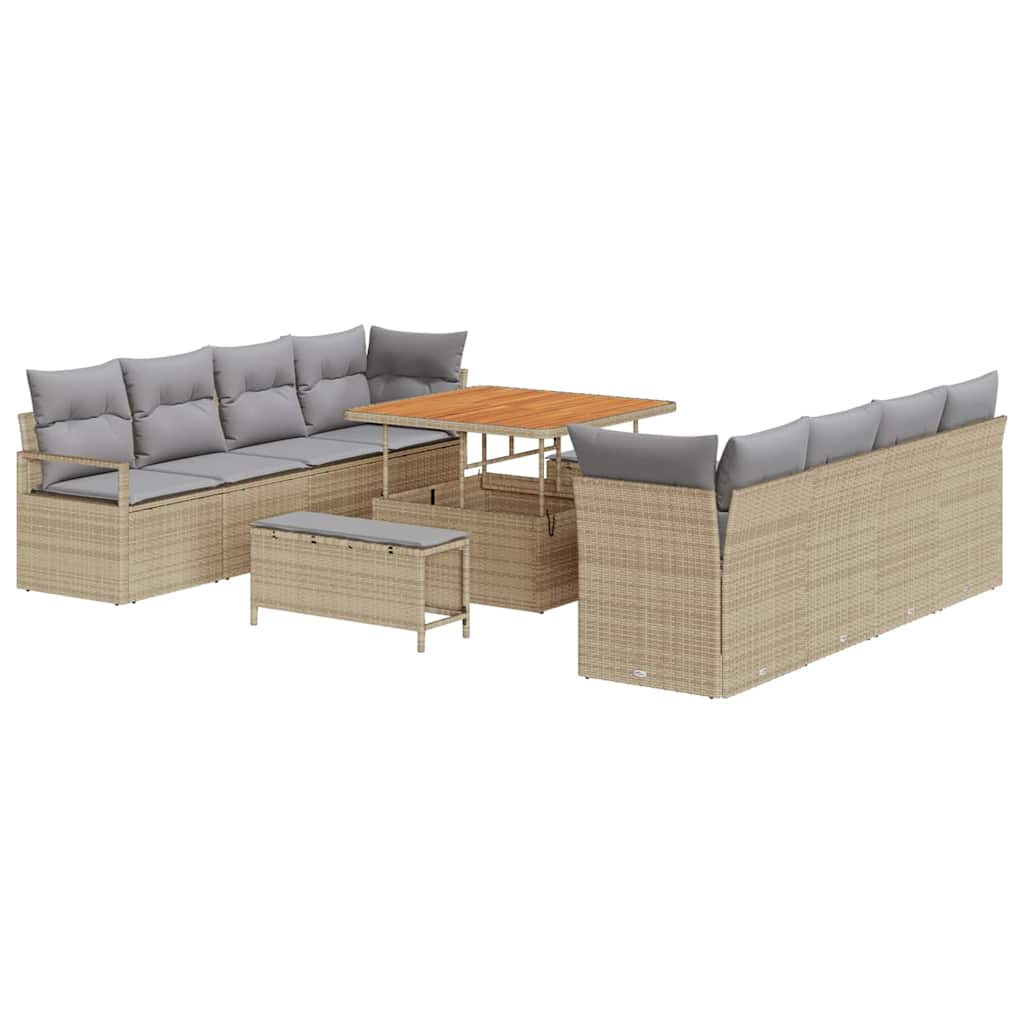 Conjunto de Sofá de Jardim 11 pcs Bege Rattan Sintético