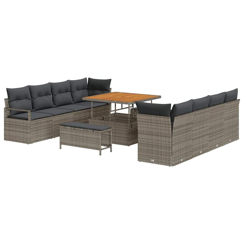 Conjunto de Sofá de Jardim 11 pcs Cinzeto Rattan Sintético