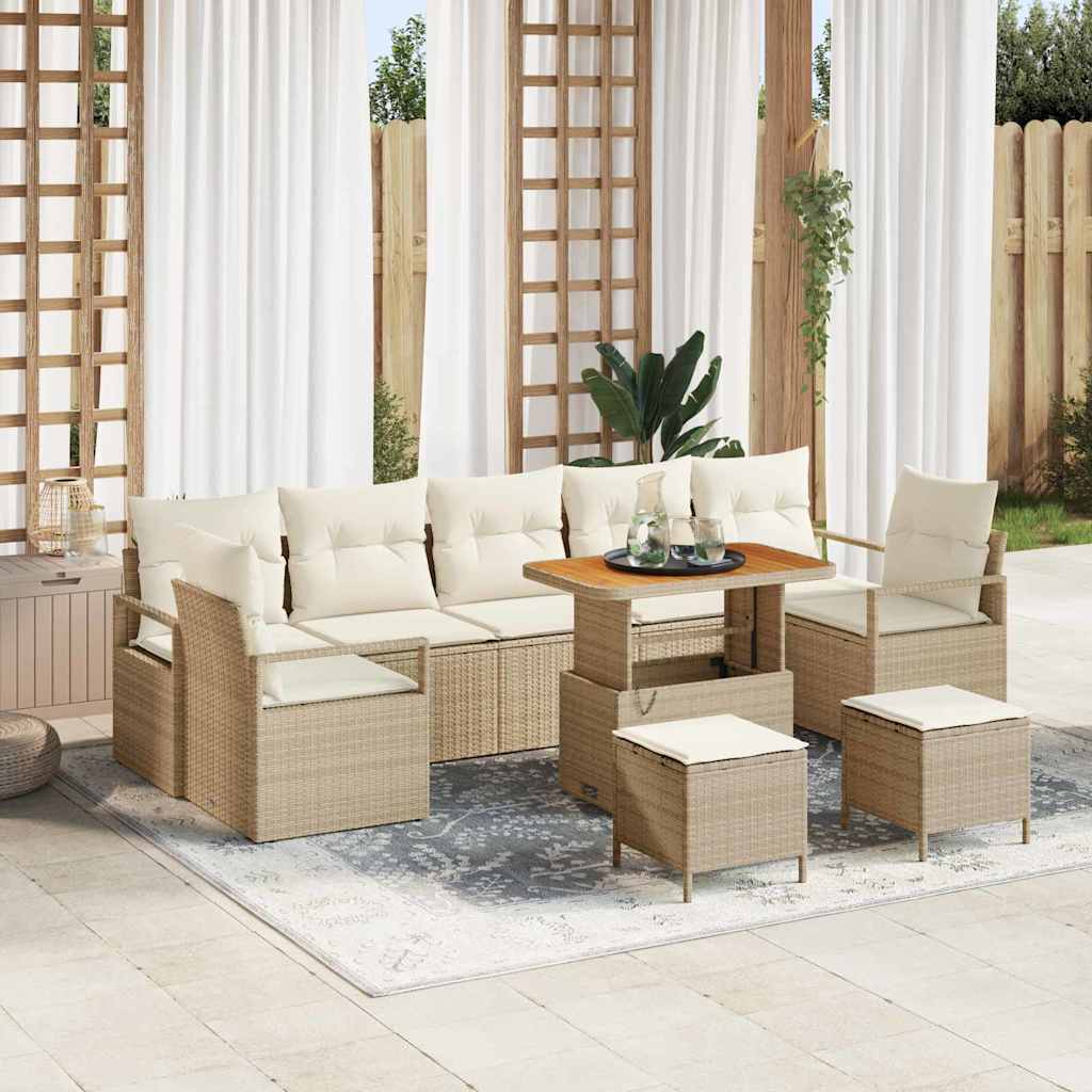 Conjunto de Sofá de Jardim 10 pcs Bege Rattan Sintético