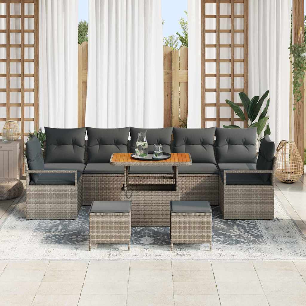 Conjunto de Sofá de Jardim 10 pcs Cinzeto Rattan Sintético